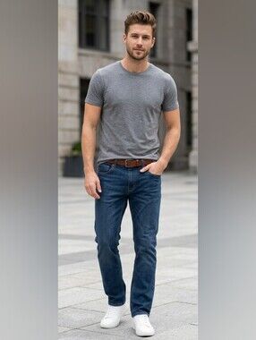 Scott Barber Straight Fit Medium Wash Blue Denim Stretch 5Pocket Jeans 34x34 NWT